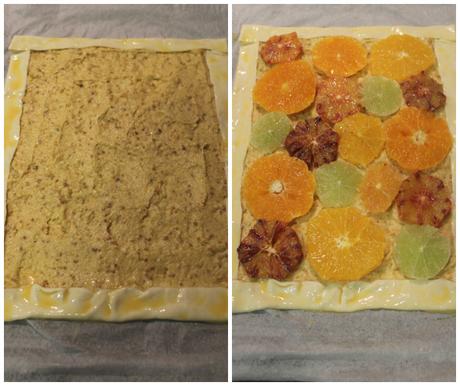 Hojaldre rústico de cítricos y crema de almendras Hojaldre rústico de cítricos y crema de almendras