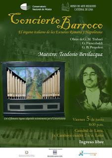 Concierto Barroco en la Catedral por el maestro Teodosio Bevilacqua, viernes 5 de junio Concierto Barroco en la Catedral por el maestro Teodosio Bevilacqua, viernes 5 de junio