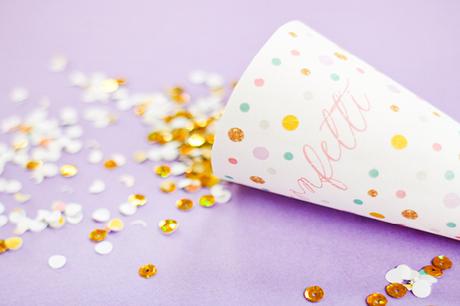 Conos de papel imprimibles para el confetti de tu boda