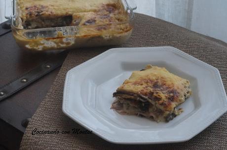 Lasaña de berenjena, jamón york y queso Lasaña de berenjena, jamón york y queso