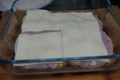 Lasaña de berenjena, jamón york y queso Lasaña de berenjena, jamón york y queso