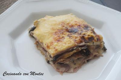 Lasaña de berenjena, jamón york y queso Lasaña de berenjena, jamón york y queso