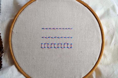 Puntos de bordado: bastilla / Embroidery stitches: laced running stitch Puntos de bordado: bastilla / Embroidery stitches: laced running stitch