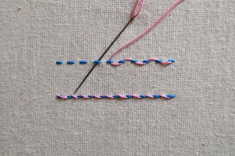Puntos de bordado: bastilla / Embroidery stitches: laced running stitch Puntos de bordado: bastilla / Embroidery stitches: laced running stitch