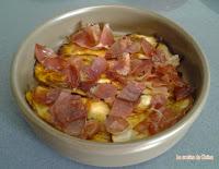 Berenjenas a la crema con gambas y jamón. Berenjenas a la crema con gambas y jamón.