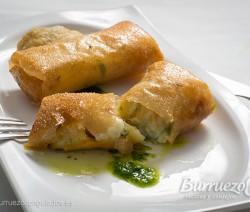 Rollitos crujientes de bacalao Rollitos crujientes de bacalao, de Burruezo congelados.