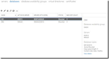 Configuración de copias de bases de datos en DAG de Exchange 2013