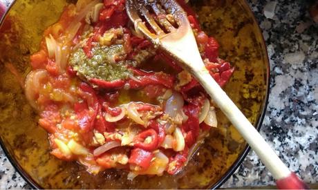 Picadillo de pimientos rojos asados Picadillo de pimientos rojos asados