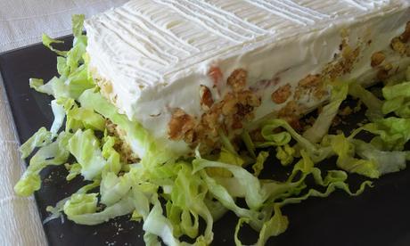 Tarta Salada de Salmón, Jamón de York y Queso con Nueces Tarta Salada de Salmón, Jamón de York y Queso con Nueces