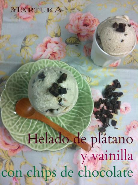 Helado De Plátano Y Vainilla Con Chips De Chocolate Helado De Plátano Y Vainilla Con Chips De Chocolate