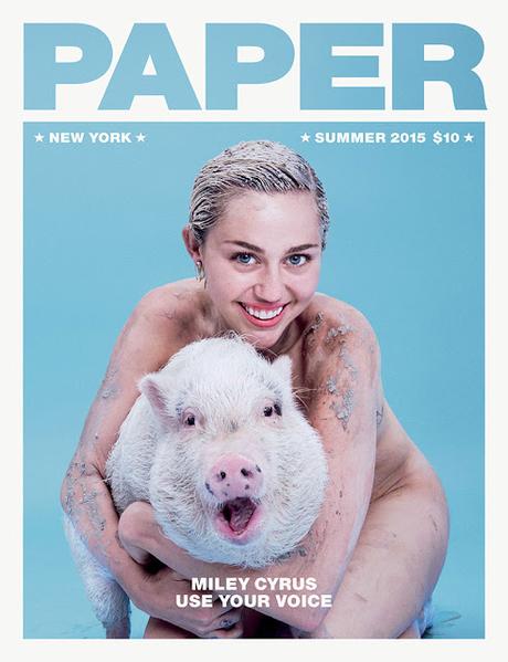 Miley Cyrus posa con un cerdo para Paper Magazine