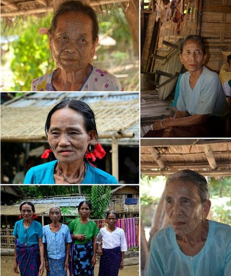 Varias mujeres con la cara tatuada Varias mujeres con la cara tatuada