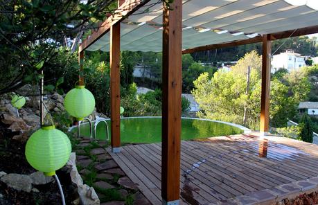 Primera piscina natural depurada por un jardín vertical. Piscina natural en Moraira