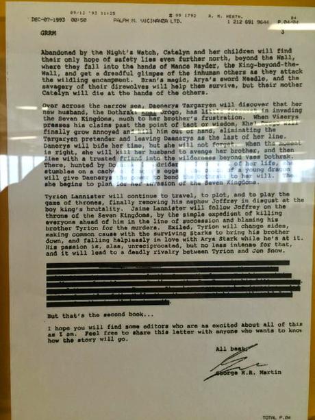Una carta de George R.R.Martin desvela la trama original