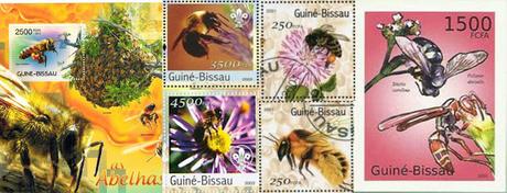 SELLOS POSTALES CON ABEJAS - POSTAGE STAMPS WITH BEES.