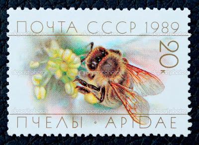 SELLOS POSTALES CON ABEJAS - POSTAGE STAMPS WITH BEES.