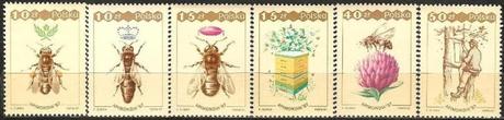 SELLOS POSTALES CON ABEJAS - POSTAGE STAMPS WITH BEES.