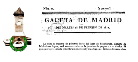 Anuncio de una plaza para Maestro en Fuenlabrada (1817)