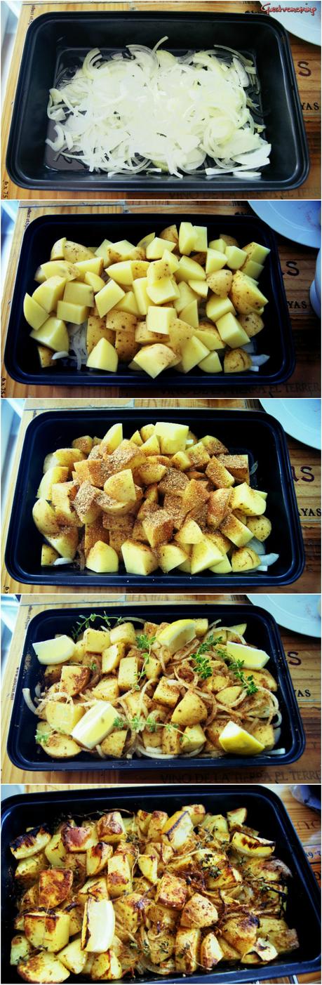 Pollo de campo con patatas al limón y espárragos trigueros Pollo de campo con patatas al limón y espárragos trigueros