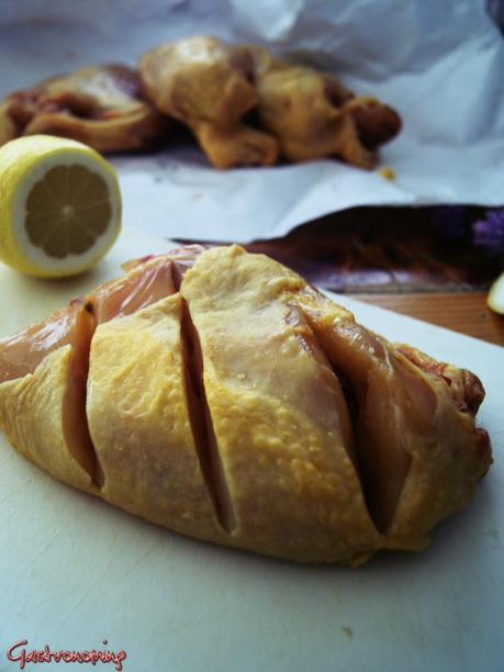 Pollo de campo con patatas al limón y espárragos trigueros Pollo de campo con patatas al limón y espárragos trigueros