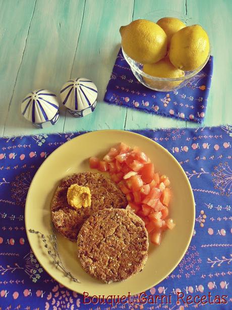 Hamburguesas de arroz integral, lentejas y calabaza