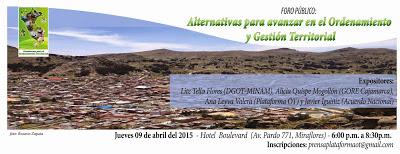 Foro Público: Alternativas para avanzar en el Ordenamiento y Gestión del Territorio. Foro Público: Alternativas para avanzar en el Ordenamiento y Gestión del Territorio.