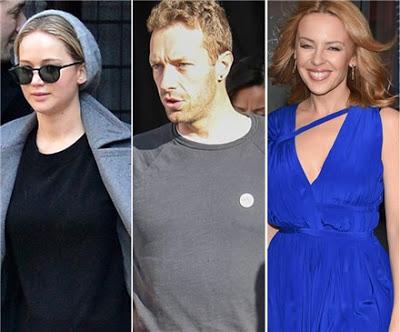 Chris Martin, entre Jennifer Lawrence y Kylie Minogue