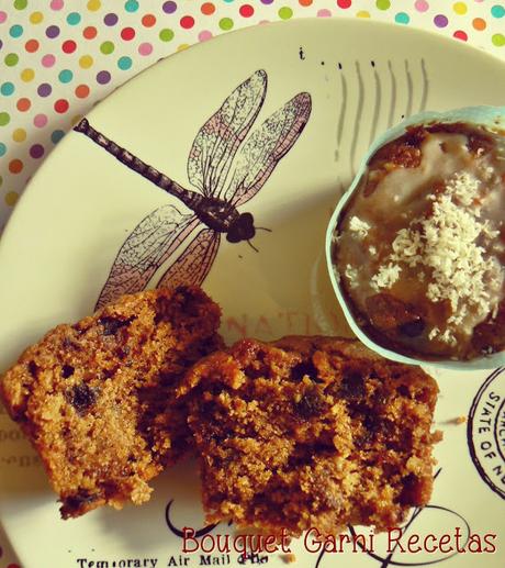 Muffins de bananas, nueces y chocolate (sin huevos, sin crema y sin manteca)