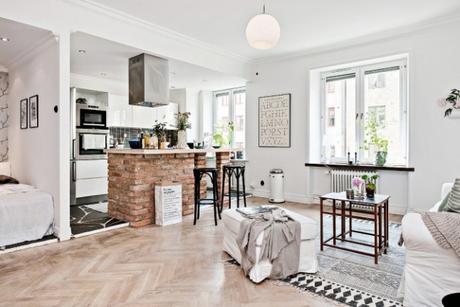 Barra de ladrillo en la cocina. el toque chic en un apartamento ... Imagenes de barras para cocina con arco