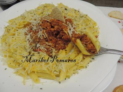 Macarrones a la boloñesa. Macarrones a la boloñesa.