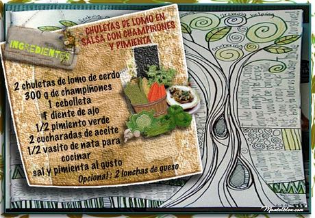 Chuletas de lomo en salsa con champiñones y pimienta Chuletas de lomo en salsa con champiñones y pimienta
