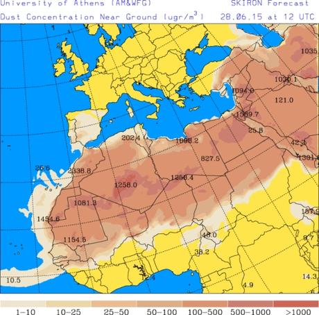 España: Intrusión de polvo africano 28-junio-2015 (Pronóstico) España: Intrusión de polvo africano 28-junio-2015 (Pronóstico)