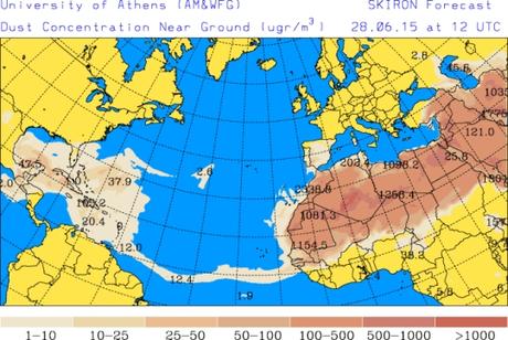 España: Intrusión de polvo africano 28-junio-2015 (Pronóstico) España: Intrusión de polvo africano 28-junio-2015 (Pronóstico)