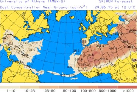 España: Intrusión de polvo africano 29-junio-2015 (Pronóstico) España: Intrusión de polvo africano 29-junio-2015 (Pronóstico)