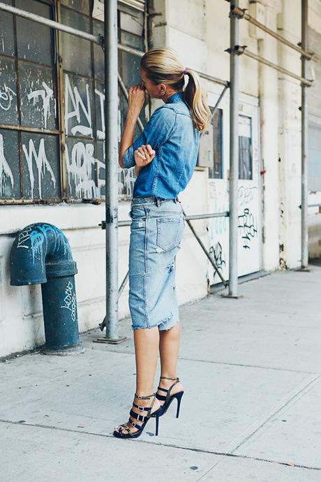 BUTTONED DENIM SKIRT LOOKS BUTTONED DENIM SKIRT LOOKS