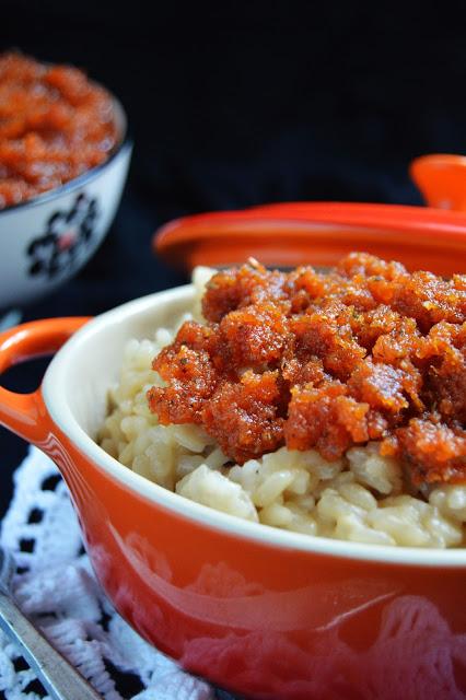 Risotto con pesto de tomates secos y almendras Risotto con pesto de tomates secos y almendras