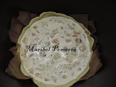 Quiche de gambas, palitos de surimi Quiche de gambas, palitos de surimi