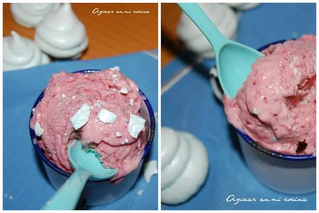 Helado de mermelada de fresas especiada y merengue Helado de mermelada de fresas especiada y merengue