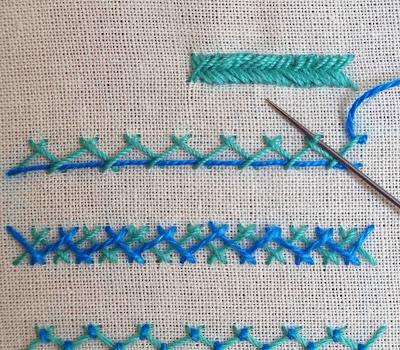 Puntos de bordado: escapulario o espiga / Herringbone stitch Puntos de bordado: escapulario o espiga / Herringbone stitch