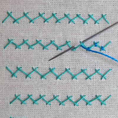 Puntos de bordado: escapulario o espiga / Herringbone stitch Puntos de bordado: escapulario o espiga / Herringbone stitch