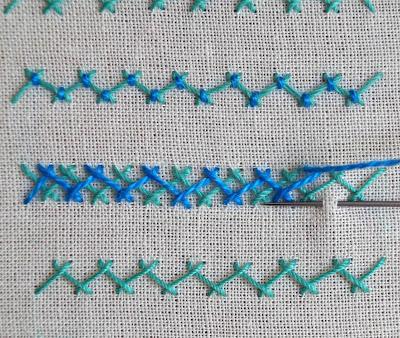 Puntos de bordado: escapulario o espiga / Herringbone stitch Puntos de bordado: escapulario o espiga / Herringbone stitch