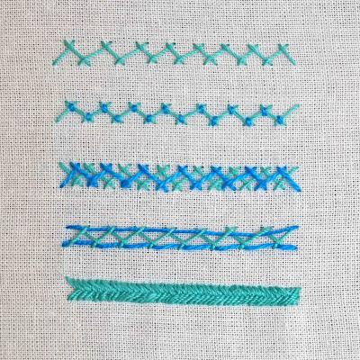 Puntos de bordado: escapulario o espiga / Herringbone stitch Puntos de bordado: escapulario o espiga / Herringbone stitch
