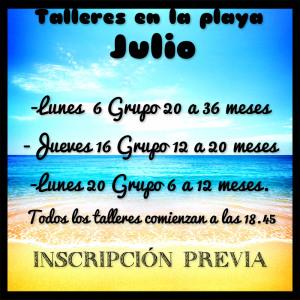 Actividades mes de Julio. talleres playa julio