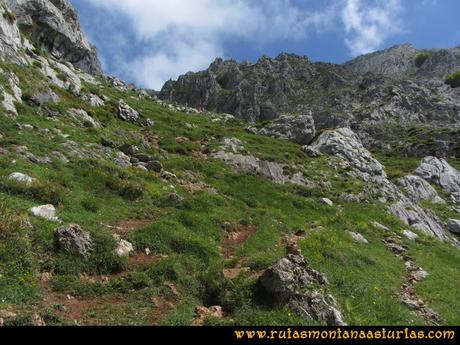 Ruta Les Campes Peña Mea: Subiendo por la canal de las Cuevas Ruta Les Campes Peña Mea: Subiendo por la canal de las Cuevas
