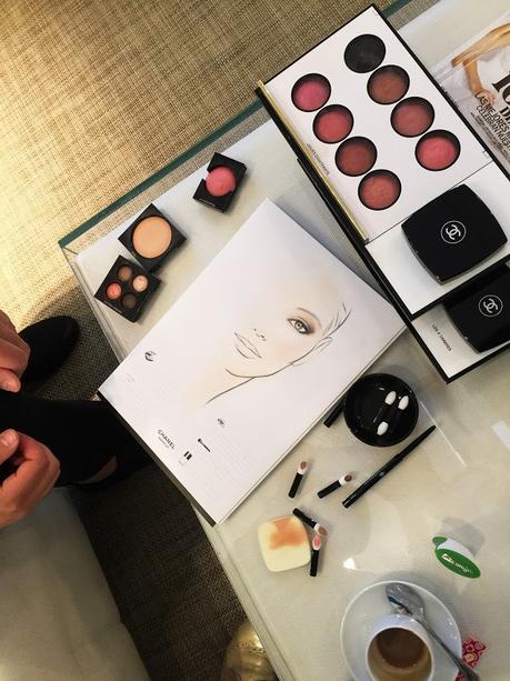Escuchando y eligiendo los colores que utilizaremos después Taller de maquillaje en la Pop Up Store de Chanel