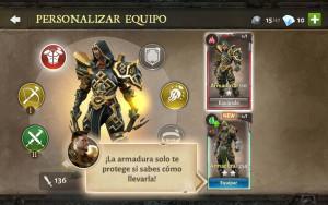 Dungeon Hunter V tutorial personalizar equipo escoge armadura