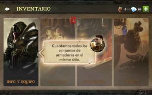 Dungeon Hunter V tutorial personalizar equipo selección