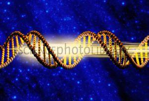 Felices 3 millones de visitas!!!! ^BDNA.^b Computer artwork of a DNA molecule on a starfield with a flash of light. DNA (^Ideoxyribo^i- ^Inucleic acid^i) is the molecule which carries the genetic code. It is found in all living things, and controls growth and development. It comprises two spiral sugar-phosphate strands joined by cross-linking bases (vertical). Four types of base are found in DNA, and their order on the strands determines an organism's characteristics.