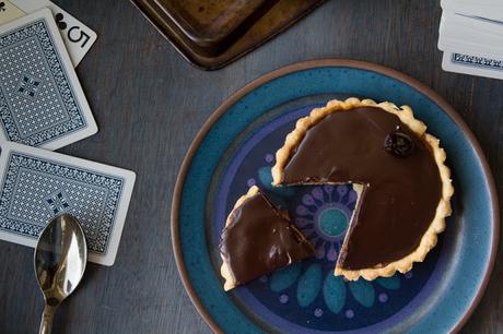 Tartaletas de avellanas, caramelo y chocolate Tartaletas de avellanas, caramelo y chocolate