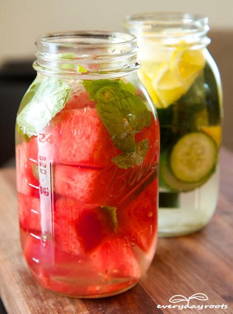 Agua infusionada con sandia y menta